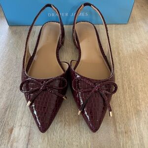 Draper James Brown Pointed-Toe Flats with Bow